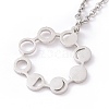 Alloy Moon Phase Ring Pendant Necklace for Women NJEW-G030-05P-1