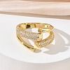Brass Micro Pave Cubic Zirconia Cuff Open Rings for Women RJEW-L343-12G-01-2