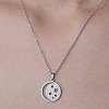 Non-Tarnish 201 Stainless Steel Moon with Star Pendant Necklace NJEW-OY001-11-1