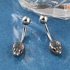 Snake Head 316 Surgical Stainless Steel Cubic Zirconia Belly Button Rings EJEW-G416-16AS-01-3