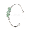 Natural Green Aventurine Chips Beaded Cuff Bangles PW-WG90661-09-1