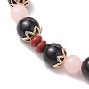 Natural Red Jasper & Black Onyx(Dyed & Heated) & Luminous Acrylic Beaded Stretch Bracelets for Women Men BJEW-JB10502-3