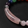 Natural Rose Quartz & Mixed Gemstone Beaded Stretch Bracelet with Heart Charm for Women BJEW-K164-B26-5