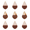 Transparent Resin & Walnut Wood Pendants RESI-CJ0001-51-3