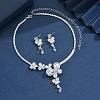 Butterfly Brass Micro Pave Clear Cubic Zirconia Pendant Necklaces & Stud Dangle Earrings Sets for Women FS-WGDDC3C-01-4
