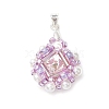 Glass Rhinestone with Acrylic Pearl Pendants PALLOY-MZ00251-03-1