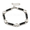 304 Stainless Steel Enamel Rectangle Link Chain Bracelets with Glitter Powder BJEW-S153-04P-02-1