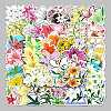 50Pcs 50 Styles Lily Flower Pattern Waterproof PVC Plastic Stickers STIC-PW0001-366-3