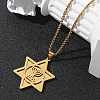 Hanukkah 304 Stainless Steel Star of David Pendant Necklaces NJEW-Z058-02G-3