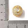 Flat Round with Heart Pattern Rack Plating Brass Micro Pave Cubic Zirconia European Beads KK-G511-01G-03-3