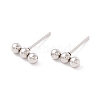 Tarnish Resistant 201 Stainless Steel Beaded Horizontal Bar Stud Earrings with 316 Stainless Steel Pin for Women STAS-K238-01P-2