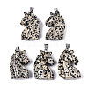 Carved Natural Dalmatian Jasper Pendants G-N0327-002D-1