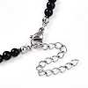 Natural Obsidian 4.5mm Round Beaded Flower Pendant Necklaces NJEW-T016-04B-6