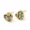 Rack Plating Brass Micro Pave Cubic Zirconia Stud Earrings for Women EJEW-H091-33G-1