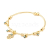 Brass Pave Clear Cubic Zirconia Charm Bangles for Women BJEW-S147-20A-G-2