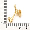 Brass Clear Cubic Zirconia Baseball Bat & Hat European Dangle Charms KK-U048-12G-3