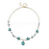 Ocean Dyed Synthetic Turquoise Turtle Pendant Necklaces NJEW-JN06397-02-2