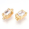 Brass Micro Pave Clear Cubic Zirconia Box Clasps KK-P291-30G-2