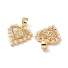 Heart Brass Micro Pave Clear Cubic Zirconia Pendants KK-G406-25G-3