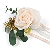 CRASPIRE 2Pcs 2 Style Silk Cloth Rose Flower Boutonniere Brooch & Wrist Corsage AJEW-CP0001-53-4