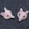 Natural Rose Quartz Carved Healing Fox Head Figurines PW-WG84728-03-1