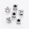 304 Stainless Steel Large Hole Letter European Beads X-STAS-H428-01AS-A-1