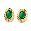 Rack Plating Oval Brass Stud Earrings EJEW-M029-06G-02-1