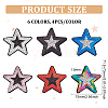 HOBBIESAY 24Pcs 6 Colors Star Cloth Sequin Patches PATC-HY0001-34-2