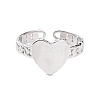 Non-Tarnish 304 Stainless Steel Heart Open Cuff Ring for Women RJEW-A005-05P-2