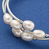 Three-Loops Brass & Natural Freshwater Pearl Beaded Wrap Bracelets for Women BJEW-F470-04S-01-3