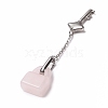 Natural Rose Quartz Lock Pendants G-B027-03B-3