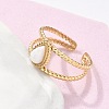 6Pcs 6 Style Oval & Flat Round & Teardrop 304 Stainless Steel Open Cuff Rings Set RJEW-P092-09G-M-3