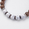 Natural Lava Rock & Wenge Wood Beads & Coconut Stretch Bracelets BJEW-I241-03K-2