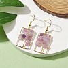 Natural Lepidolite/Purple Mica Stone Chips Tree Dangle Earrings EJEW-JE05734-05-2