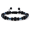 Frosted Round Natural Obsidian Braided Beaded Bracelets XM7085-1-1