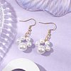 Round Shell Pearl Beads Dangle Earrings EJEW-JE06318-01-1