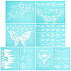 Olycraft 8 Patterns Self-Adhesive Silk Screen Printing Stencil DIY-OC0004-007-1