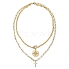 Iron Cable Chain & Paperclip Chain Double Layer Necklaces NJEW-JN04961-4
