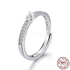 Anti-Tarnish Adjustable Rhodium Plated 925 Sterling Silver Finger Ring Components STER-F048-15P-1