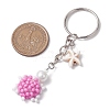 Tortoise Glass Seed Beads Pendant Keychain HJEW-MZ00105-02-3