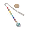 7 Chakra Gemstone Bead & Synthetic Turquoise Glass Heart Wishing Bottle Pendant Bookmarks AJEW-JK00313-04-3