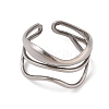 Non-Tarnish Wave 304 Stainless Steel Cuff Rings for Women RJEW-G322-08P-2