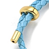 Brass Column Bar Link Bracelet with Leather Cords BJEW-G675-05G-03-3