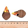 Transparent Resin and Walnut Wood Pendants RESI-T057-06M-4