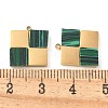 304 Stainless Steel Pave Synthetic Malachite Square Charms STAS-Q345-25G-3