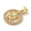 Zodiac Theme Brass Micro Pave Cubic Zirconia Pendants KK-M273-05H-G-2