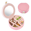 Round PU Leather & Plastic Jewelry Set Storage Box CON-TAC0014-06B-2