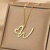 304 Stainless Steel Heart Initial Pendant Necklaces for Women Men FS-WG51A4F-17-1