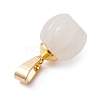 Natural White Jade Pumpkin Charms with Golden Tone 304 Stainless Steel Snap on Bails PALLOY-JF02349-03-4