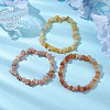 3Pcs Natural Red Aventurine & Natural Sunstone & Natural Topaz Jade Chip Beaded Stretch Bracelet Sets BJEW-JB10867-5